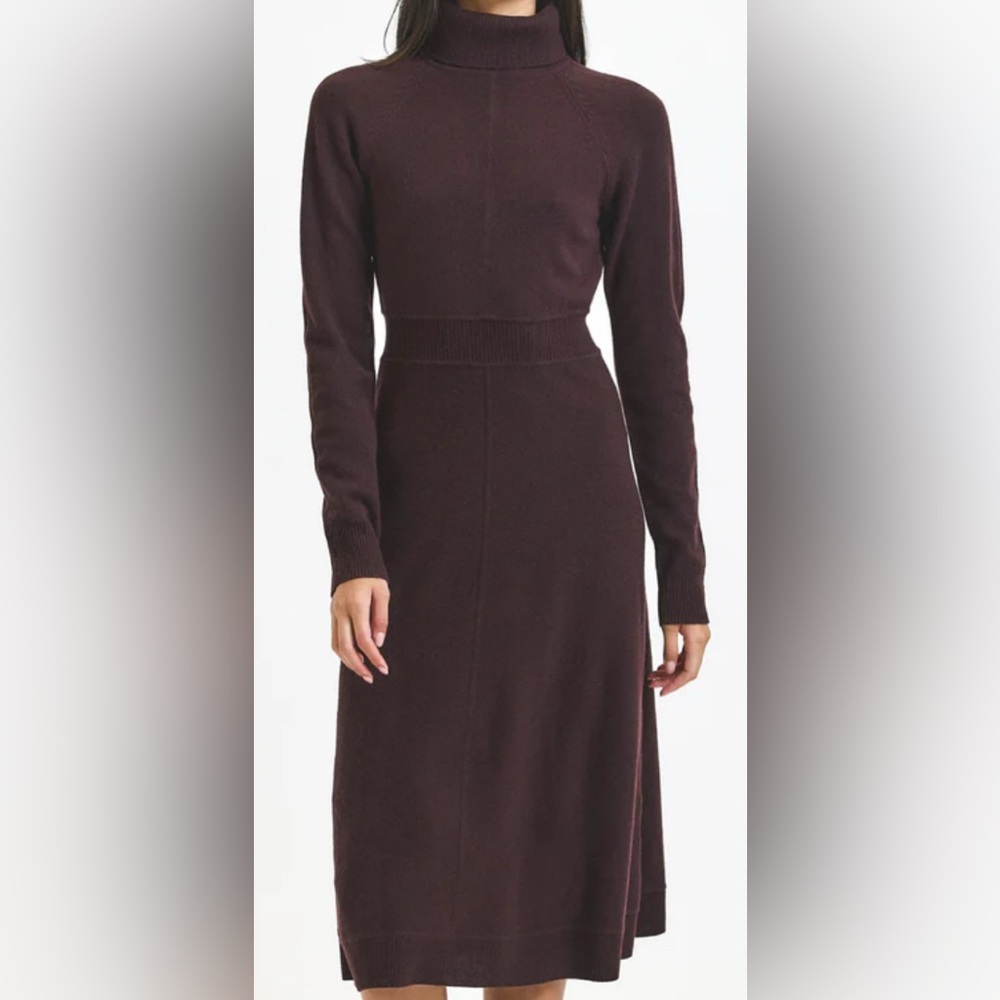 Derek Lam 1 Day Sale  turtle neck Long Sleeve Dress Aubergine Sz:XL Orig:$495